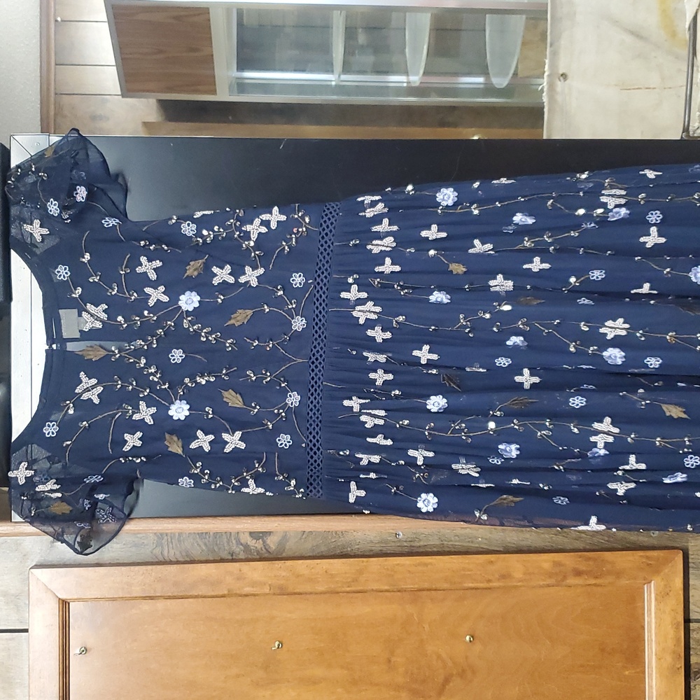 Asos Embellished Navy Blue Maxi Dress - Picture 2 of 8